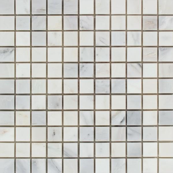 1 x 1 Polished Oriental White Marble Mosaic Tile
