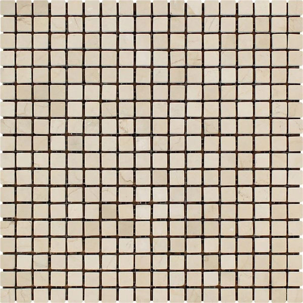 5/8x5/8 Tumbled Crema Marfil Marble Mosaic Tile