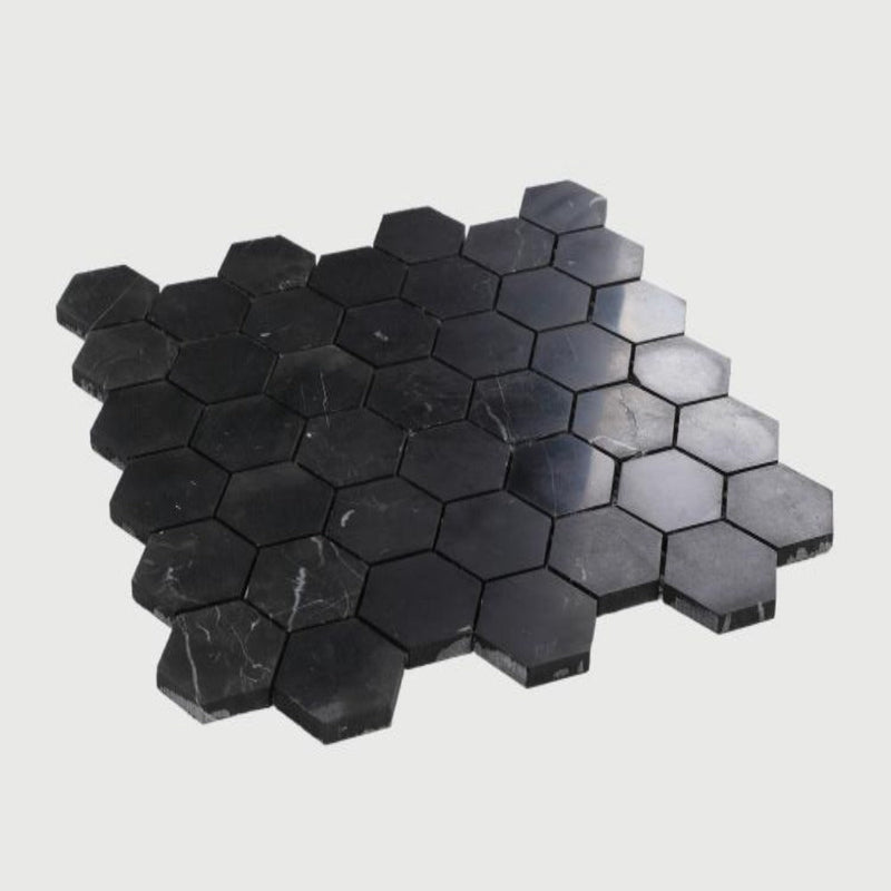 2x2 Hexagon Marquina 12x12 Marble Mosaic Tile (HONED)