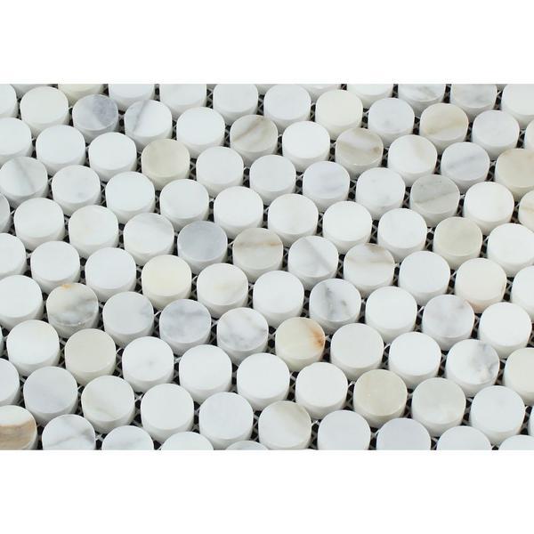 Calacatta Gold Polished Marble Penny Round Mosaic Tile