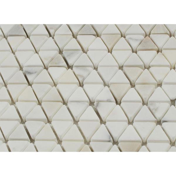 Calacatta Gold Tumbled Marble Triangle Mosaic Tile
