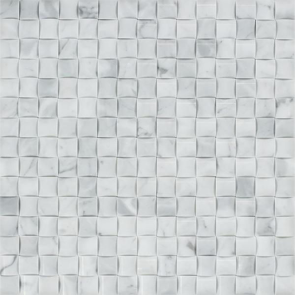 Bianco Carrara Polished Marble 3-D Small Bread Mosaic Tile