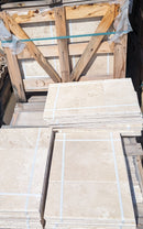 Ivory Travertine Brushed and Chiseled Versailles Pattern Tile (French Pattern)