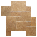 Noce Travertine Brushed and Chiseled French Pattern Tile (Versailles Pattern)