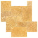 Gold Travertine Brushed and Chiseled French Pattern Tile (Versailles Pattern)
