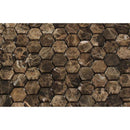 1 x 1 Tumbled Emperador Dark Marble Hexagon Mosaic Tile