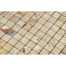 1 x 1 Tumbled Valencia Travertine Mosaic Tile