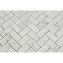 1 x 2 Honed Bianco Carrara Marble Herringbone Mosaic Tile