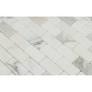 1 x 2 Honed Calacatta Gold Marble Brick Mosaic Tile