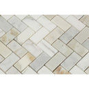 1 x 2 Honed Calacatta Gold Marble Herringbone Mosaic Tile