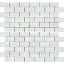 1 x 2 Honed Thassos White Marble Brick Mosaic Tile