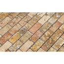 1 x 2 Polished Scabos Travertine Brick Mosaic Tile