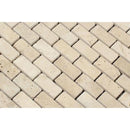 1 x 2 Tumbled Ivory Travertine Brick Mosaic Tile