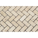 1 x 2 Tumbled Ivory Travertine Herringbone Mosaic Tile