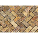 1 x 2 Tumbled Scabos Travertine Herringbone Mosaic Tile