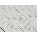 1 x 4 Honed Bianco Carrara Marble Herringbone Mosaic Tile