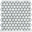 1x1 Honed Bianco Carrara Marble Hexagon Mosaic Tile