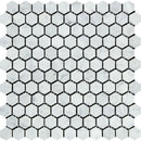1x1 Polished Bianco Carrara Marble Hexagon Tile Mosaic