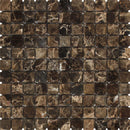 1x1 Tumbled Emperador Dark Marble Mosaic Tile