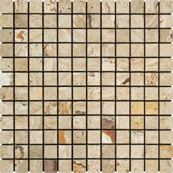 1x1 Tumbled Valencia Travertine Mosaic Tile