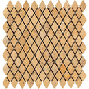 1x2 Tumbled Gold Travertine Diamond Mosaic Tile