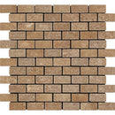 1x2 Tumbled Noce Travertine Brick Mosaic Tile