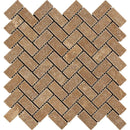 1x2 Tumbled Noce Travertine Herringbone Mosaic Tile