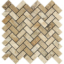 1x2 Tumbled Philadelphia Travertine Herringbone Mosaic Tile