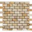 1x2 Tumbled Valencia Travertine Brick Mosaic Tile