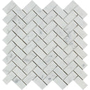 1x2 Honed Bianco Carrara Marble Herringbone Mosaic Tile