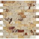 1x2 Split-faced Valencia Travertine Brick Mosaic Tile