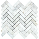 1x3 Honed Calacatta Gold Marble Herringbone Mosaic Tile