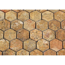 2 x 2 Tumbled Scabos Travertine Hexagon Mosaic Tile