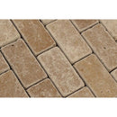 2 x 4 Tumbled Noce Travertine Brick Mosaic Tile