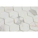 2x2 Calacatta White Hexagon Mosaic Tile ( POLISHED )