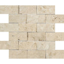 2 x 4 Split-faced Ivory Travertine Brick Mosaic Tile