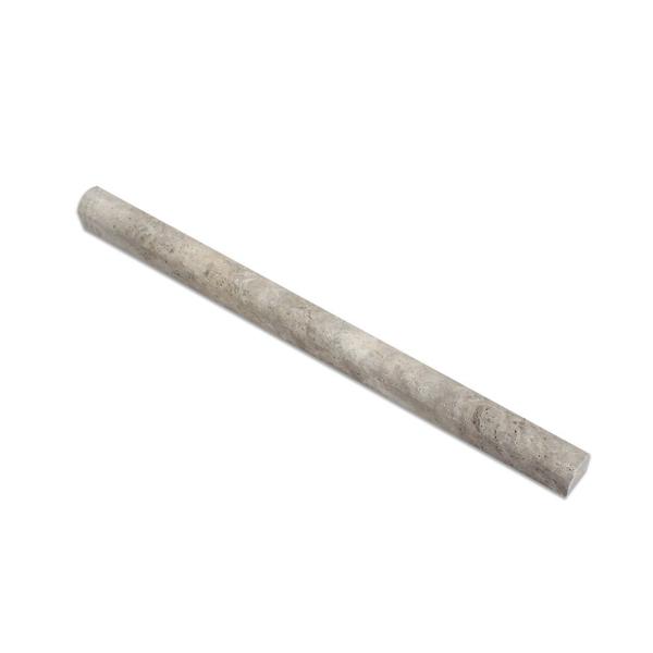 3/4 x 12 Tumbled Silver Travertine Bullnose Liner