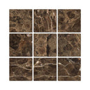 4 x 4 Tumbled Emperador Dark Marble Tile