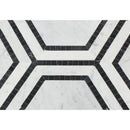 5 x 5 Honed Bianco Carrara Marble Hexagon Mosaic Tile (w/ Black)