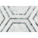 5 x 5 Polished Bianco Carrara Marble Hexagon Mosaic Tile (w/ Blue-Gray)