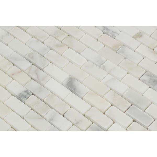 5/8 x 1 1/4 Polished Calacatta Gold Marble Baby Brick Mosaic Tile