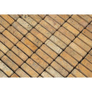 5/8 x 2 Tumbled Gold Travertine Single-Strip Mosaic Tile