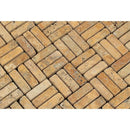 5/8 x 2 Tumbled Gold Travertine Triple-Strip Mosaic Tile