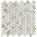 5/8x1 1/4 Honed Calacatta Gold Marble Mini Herringbone Mosaic Tile