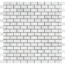 5/8x1 1/4 Polished Bianco Carrara Marble Baby Brick Mosaic Tile