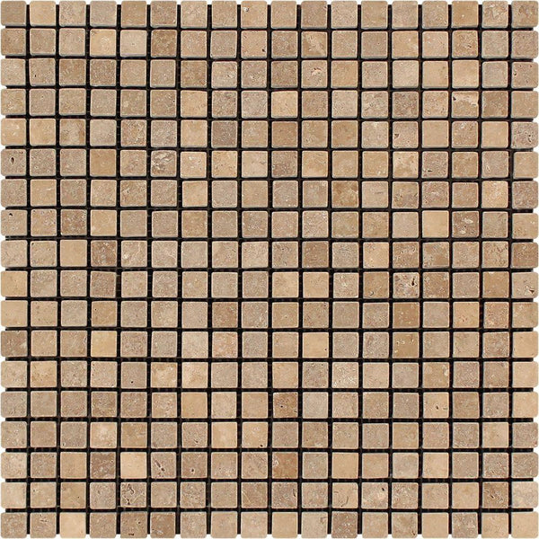 5/8 x 5/8 Tumbled Noce Travertine Mosaic Tile