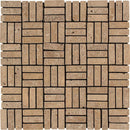 5/8x2 Tumbled Noce Travertine Triple-Strip Mosaic Tile