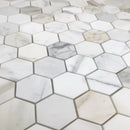 2x2 Calacatta White Hexagon Mosaic Tile ( POLISHED )