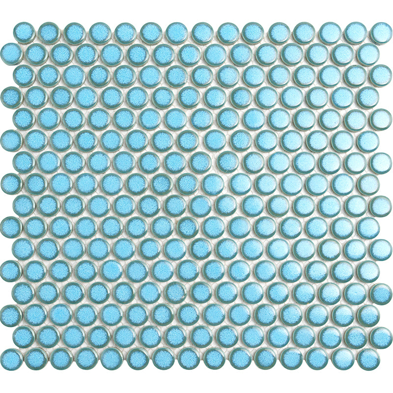 Meteor Shower Blue Penny Round Mosaic Tile