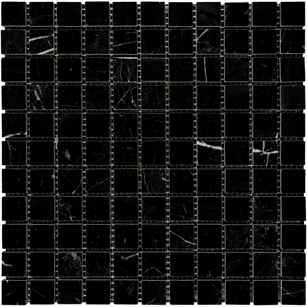 12x12 Nero Marquina Mosaic Tile (POLISHED)